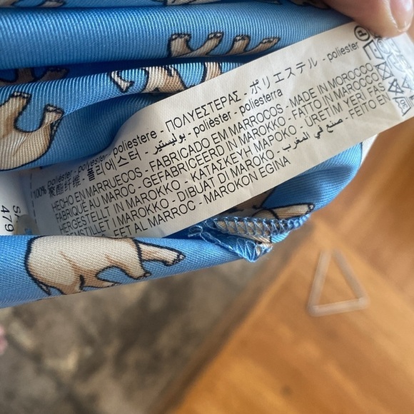 ZARA Baby Blue Elephant Print Button Down Long Sleeve Blouse Size Small - Picture 13 of 13